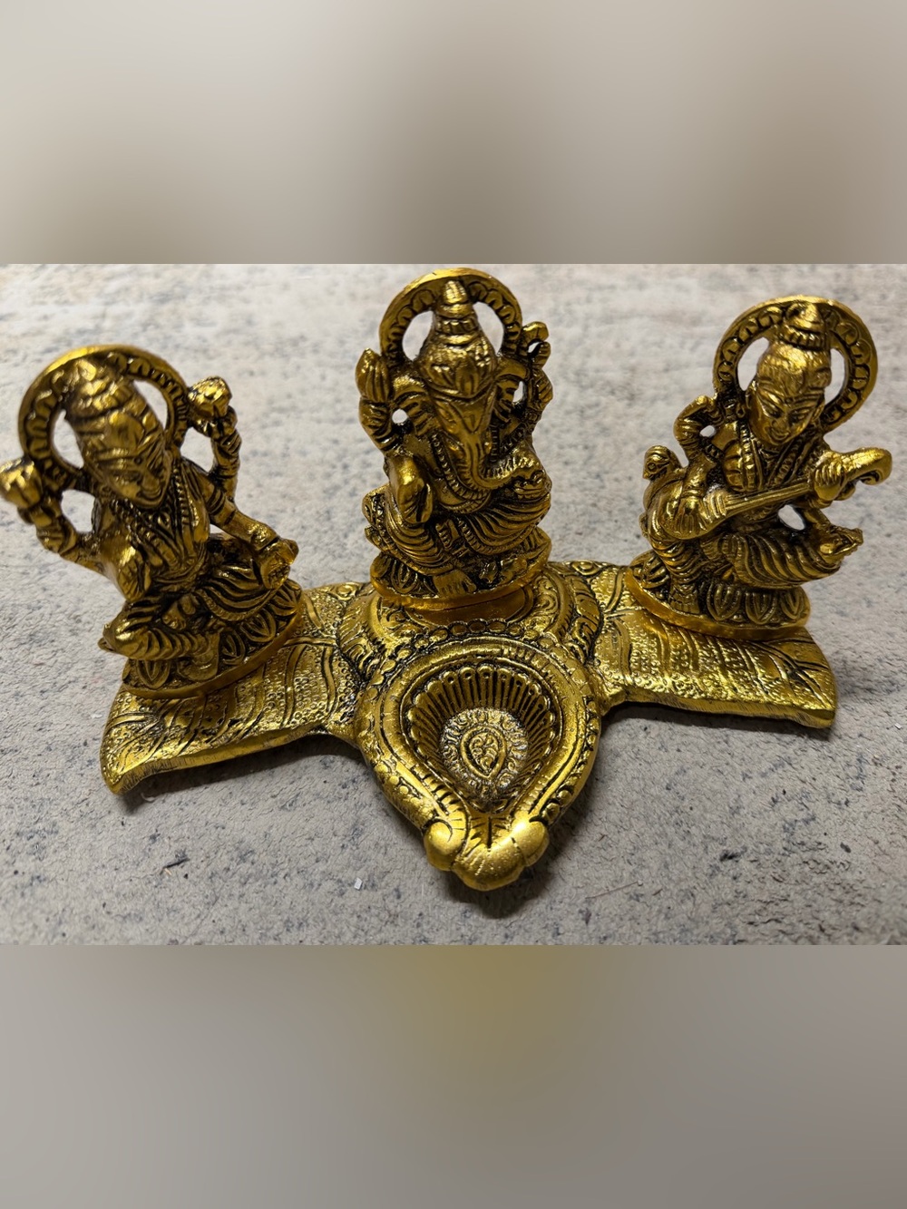 Gold Ganesha Offering Tray